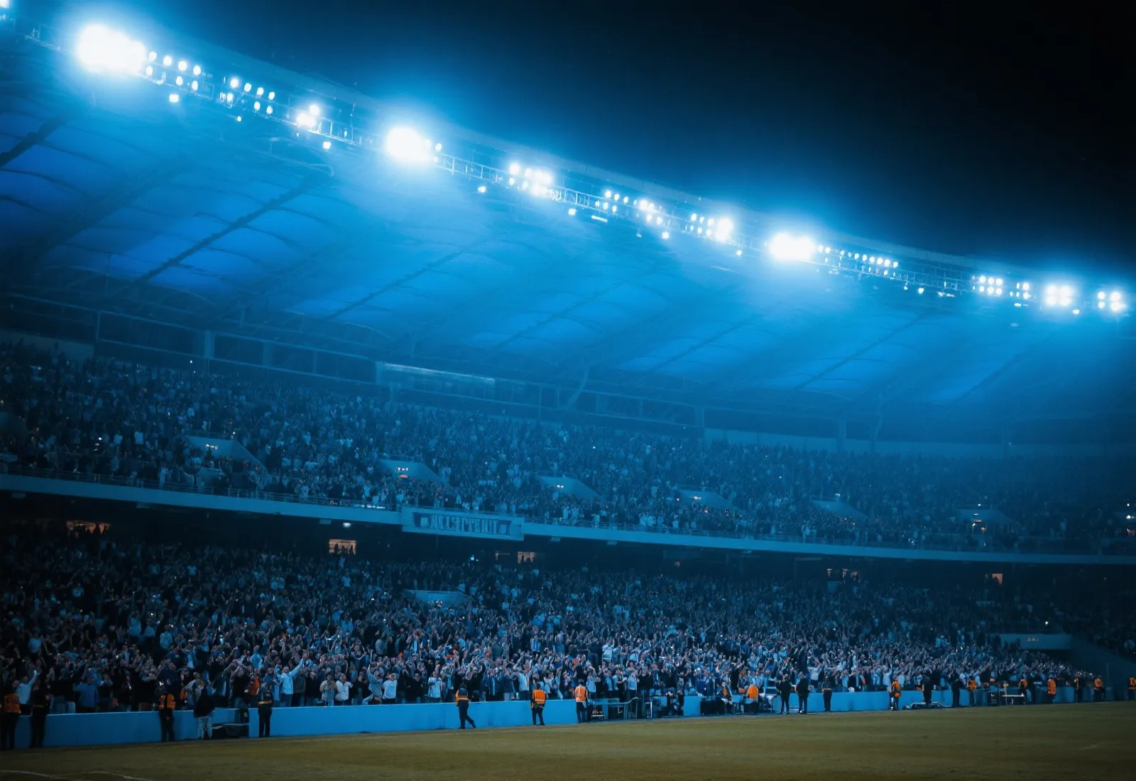 世界杯球迷看台与赛场灯光